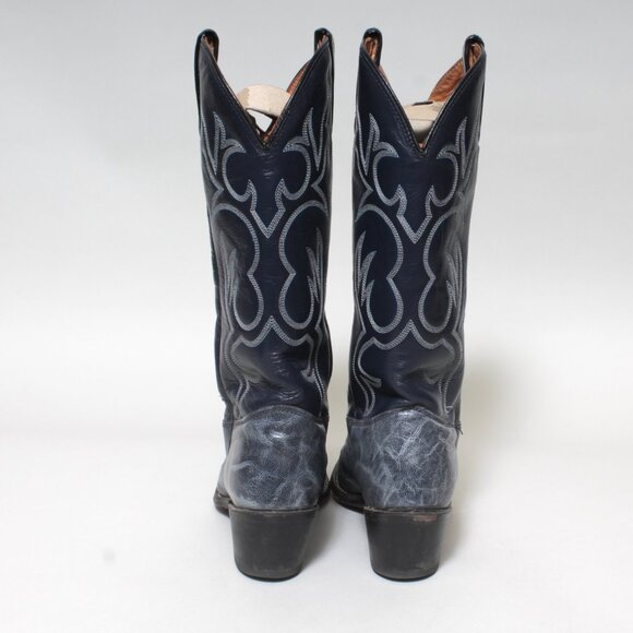 Mens VintageTexas Brand Marbled Blue Leather Cowboy Boots Size 9 M USA Made - Picture 8 of 11